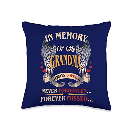 I Miss My Grandma-Grandma Guardian Angel In Heaven In Memory of My Grandma Always Loved Never Forgotten Throw Pillow, 16x16, Multicolor