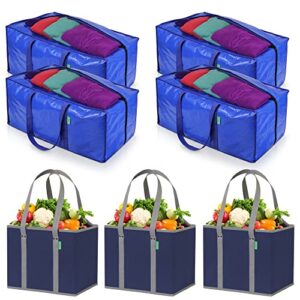 creative green life premium quality tote bag bundle (7-bags) – includes 3 reusable box bags and 4 moving bags
