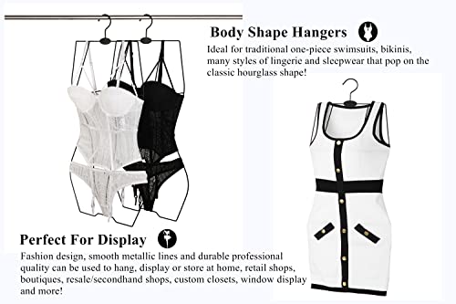 Black Full Body Shape with Chest Metal Wire Swimwear Swimsuit Hanger for Bikini Display Lingerie Hangers(10Pack，Black)