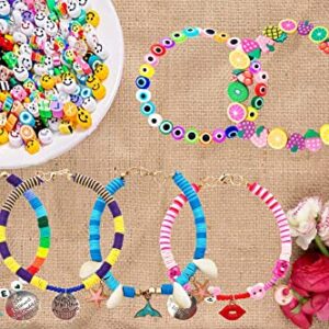 Wakestar Clay Beads Bracelet Making Kit,Flat Round 6mm Clay Beads for Jewelry Making with Pendant Charms Kit,Art Crafts Gift Sets for Girls Ages 3 4 5 6 7 8 9 10 11 12