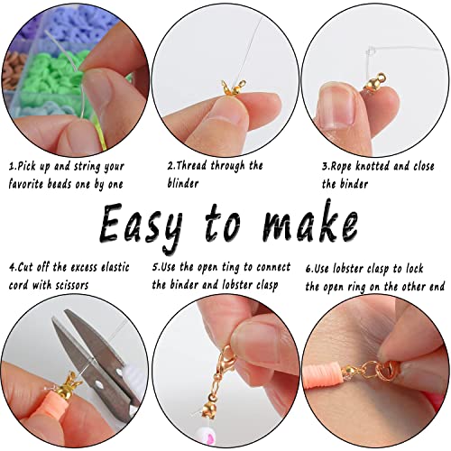 Wakestar Clay Beads Bracelet Making Kit,Flat Round 6mm Clay Beads for Jewelry Making with Pendant Charms Kit,Art Crafts Gift Sets for Girls Ages 3 4 5 6 7 8 9 10 11 12