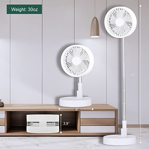 tectake Portable Standing Desk Fan - 7200mAh USB Rechargeable Battery Operated Fan, Telescopic Adjustable Height, Super Quiet Fan for Travel, Bedroom, Camping Foldable Table Fan