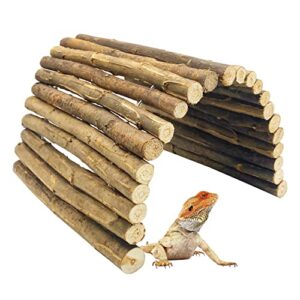 bnosdm 13.78’’ x 20’’ reptile hideout wooden bridge lizard hide caves bearded dragon habitat accessories for gecko snake frog chameleon iguana tortoise