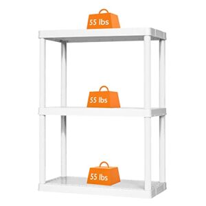 Gracious Living 3 Tier Storage Shelving Unit Organizers with Interlocking System for Garage, Playroom, Attic, and More, White (2 Pack)