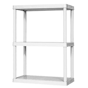 Gracious Living 3 Tier Storage Shelving Unit Organizers with Interlocking System for Garage, Playroom, Attic, and More, White (2 Pack)