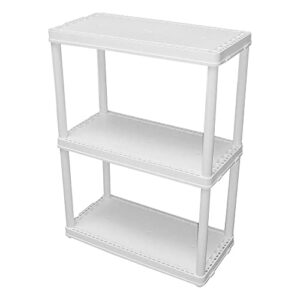 Gracious Living 3 Tier Storage Shelving Unit Organizers with Interlocking System for Garage, Playroom, Attic, and More, White (2 Pack)