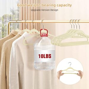 Velvet Clothing Hangers, Non-Slip Beige Suit Hanger Space Saving Clothes Hanger Heavy Duty Adult Hanger Hangers with 360°Swivel Hook Pack of 20