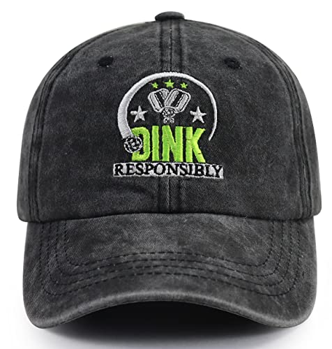 Guaxupe Pickleball Gifts for Women Men, Funny Pickleball Sports Baseball Cap for Pickle Ball Lovers, Adjustable Washed Cotton Embroidered Dink Responsibly Retirement Hat