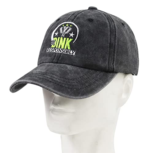 Guaxupe Pickleball Gifts for Women Men, Funny Pickleball Sports Baseball Cap for Pickle Ball Lovers, Adjustable Washed Cotton Embroidered Dink Responsibly Retirement Hat