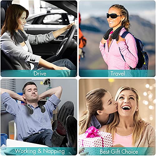 panergy Portable Neck Fan, Hands-Free Bladeless Neck Fan, 5000 mAh Battery Operated Wearable Personal Fan, Max 21H Working Time, Headphone Design, 4 Speeds, for Travel, Hiking, Outdoors (Black)