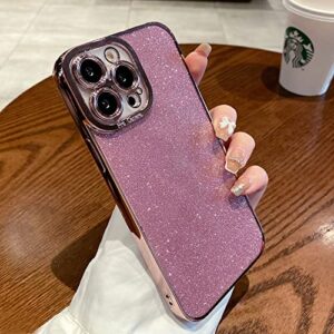 Fycyko Compatible with iPhone 12 Pro Max Case Glitter Luxury Cute Flexible Plating Cover Camera Protection Shockproof Phone Case for Women Girl Men Design for iPhone 12 Pro Max 6.7'' Pink