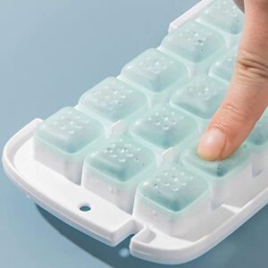 LittleStar Ice Tray with Lid and Bin-Updated Press Plate Easy Release Ice Cubes Double Layers Ice Makers For 48pcs Ice Cubes BPA Free (Blue)