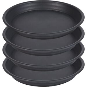 saucerhome plant saucer 16 inch, 4 pack 17 inch (16.8") plastic large flower planter plant pot saucers and drip tray for indoors outdoors, thick heavy sturdy durable plant plate water catcher (black)