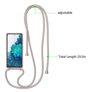 ZTOFERA Crossbody Case for Samsung Galaxy S20 FE 5G with Lanyard Strap Adjustable Rope Liquid Silicone Soft Cover Pink