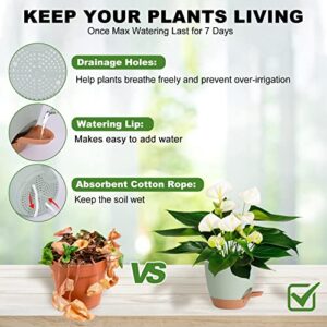 Vanslogreen Plant Pots Indoor 7/6.5/6/5.5/5 Inch Self Watering Planters for Indoor Plants with Drainage Hole, Plastic Flower Pot for Succulents, African Violet (Green)