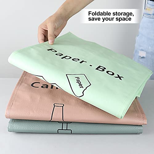 JIALAI HOME Separate Recycling Waste Bin Bags for Kitchen Home - 42 Gallon Recycling Bins (Pink, Green, Gray) Waste Trash Sorting Organizer, Reusable Waterproof, Pack of 3 Bags