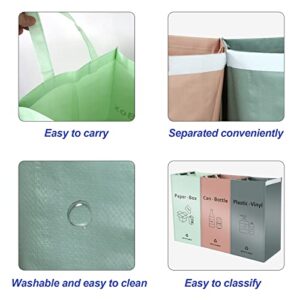 JIALAI HOME Separate Recycling Waste Bin Bags for Kitchen Home - 42 Gallon Recycling Bins (Pink, Green, Gray) Waste Trash Sorting Organizer, Reusable Waterproof, Pack of 3 Bags