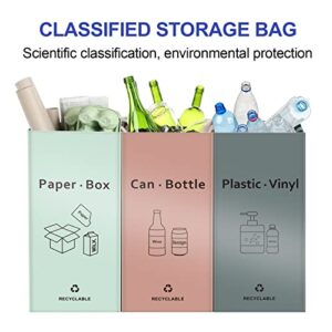 JIALAI HOME Separate Recycling Waste Bin Bags for Kitchen Home - 42 Gallon Recycling Bins (Pink, Green, Gray) Waste Trash Sorting Organizer, Reusable Waterproof, Pack of 3 Bags