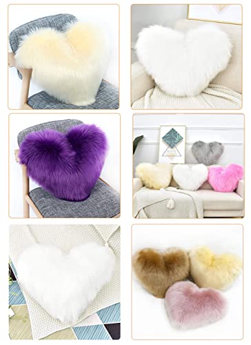 unlockgift Fluffy Heart Shaped Pillow, Plush Love Pillow Cushion, Decor for for Living Room/Bed Room/Dining Room/Office Sofa/Cars/Chairs, Gift for Friends/Girls/Cares-03 Light Pink