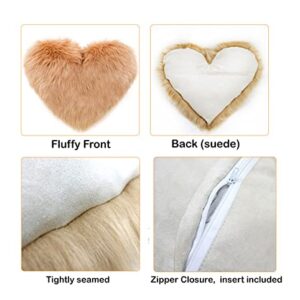 unlockgift Fluffy Heart Shaped Pillow, Plush Love Pillow Cushion, Decor for for Living Room/Bed Room/Dining Room/Office Sofa/Cars/Chairs, Gift for Friends/Girls/Cares-03 Light Pink