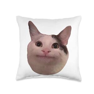 beluga cat throw pillow, 16x16, multicolor