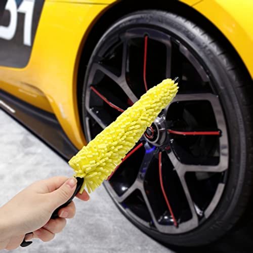 NOLITOY Wheel Cleaner Brush Tire Cleaning Brush 2Pcs Car Wheels Rim Cleaning Brush Soft Bristle Detailing Brushes Reaching Deep Cleaner Tool for Car Vehicle Wheel Cleaner Brush Wheel Cleaning Brush