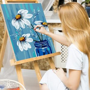 Ginkko Paint by Numbers for Adults Beginner & Kids Ages 8-12 with Wooden Frame Easy Acrylic on Canvas 9x12 inch with Paints and Brushes, vase Flower(Include Framed)