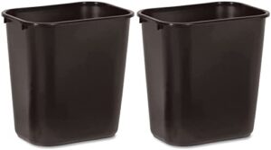 rubbermaid commercial rubbermaid 295600bk deskside plastic wastebasket, rectangular, 7 gal, black (2)