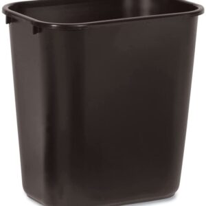 Rubbermaid Commercial Rubbermaid 295600BK Deskside Plastic Wastebasket, Rectangular, 7 gal, Black (2)