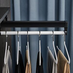 NERILEE 21.6" Heavy Duty Pull-Out Closet Valet Rod Adjustable Wardrobe Clothing Rail Top Mount Wardrobe Hanger Rack Bar Ball Bearing Slide