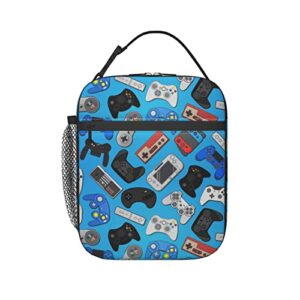 gbuzozie video game controller background lunch bag insulated portable reusable gaming theme lunch box with zipper for women men picnic beach