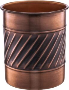 monarch abode handcrafted wave embossed large metal kitchen countertop utensil holder crock caddy, antique copper finish