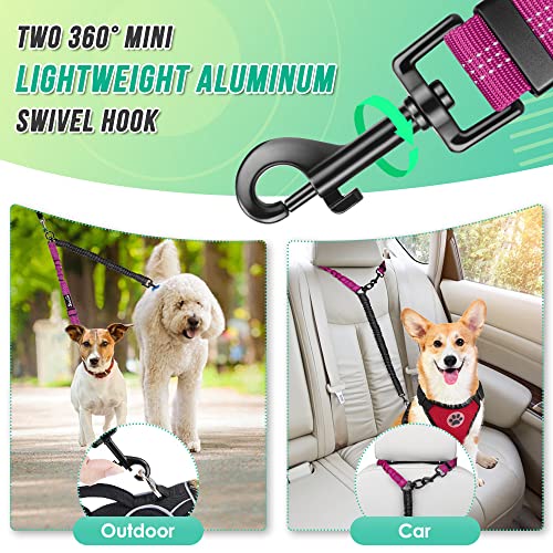 AUTOWT Two Dog Lead, 2 in 1 Upgraded Double Dog Leash Attachment Combine Adjustable Strap and Shock Absorbing Bungee No Tangle Dual Training Splitter for Different Size Dogs