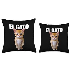 El Gato Meme Sad Crying Cat Munchkin Kitty Meme Trendy Throw Pillow, 18x18, Multicolor