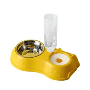 pets water and food bowl set, double dog cat bowls water and food bowl set with automatic waterer bottle for small or medium size dogs cats, non slip anti spill stable separation design