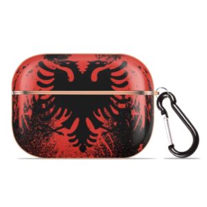 compatible with airpods pro case cover 2019 - albanian flag pattern, protective case for apple airpod charging with keychain shockproof for girls women men - mistyrose