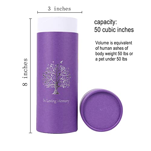 50 lbs Small Tree of Life Eco Scattering Urns – Biodegradable Scatter Tube for Ashes - Cremation Urns for Human Ashes - Urns for Ashes Male Female (Purple Tree(Set of 1))