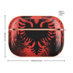 Compatible with Airpods Pro Case Cover 2019 - Albanian Flag Pattern, Protective Case for Apple AirPod Charging with Keychain Shockproof for Girls Women Men - Mistyrose