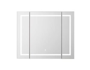 aquadom royale plus led medicine mirror cabinet 36in x 30in x 5in 3 doors, recessed surface mounted, defogger, led 3x makeup mirror, electrical outlets, interior led light