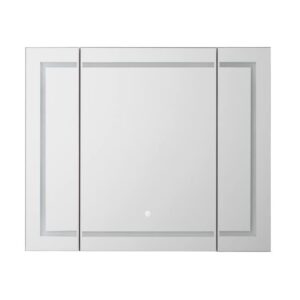 AQUADOM Royale Plus LED Medicine Mirror Cabinet 36in x 30in x 5in 3 Doors, Recessed Surface Mounted, Defogger, LED 3X Makeup Mirror, Electrical Outlets, Interior LED Light