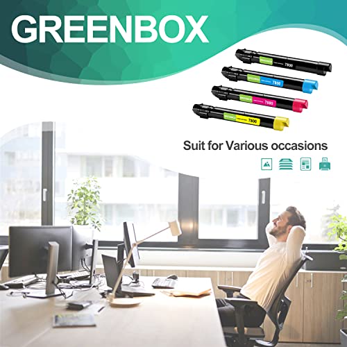GREENBOX Compatible 7800 High Yield Toner Cartridge Replacement for Xerox 106R01569 106R01566 106R01567 106R01568 for Phaser 7800 7800DN 7800DX 7800GX Printer (4 Pack)