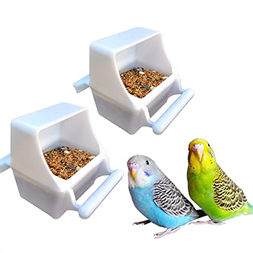 2Pcs Bird Cage Feeder Removable Parret Hanging Seed Feeder Bird Dishes cage Bowl for Cage Finch Cockatiel Conure Parakeet Lovebird