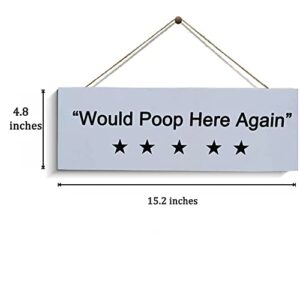 Maida Five Stars Would Poop Here Again Bathroom Sign Funny Home Decor Poop Sign for Bathroom Decor Wall Art Toilet Sign B7