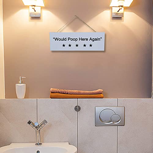 Maida Five Stars Would Poop Here Again Bathroom Sign Funny Home Decor Poop Sign for Bathroom Decor Wall Art Toilet Sign B7