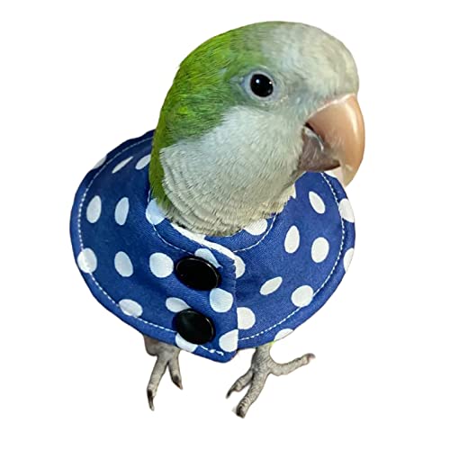 Yu~'s north Bird Collar Anti Bite Elizabethan Recovery Cone, Neck Protector for Feather Plucking, Skin-Friendly Neckwear Full Body Shield Parakeet Conure Cockatiel (Dark Blue, M), white, B2