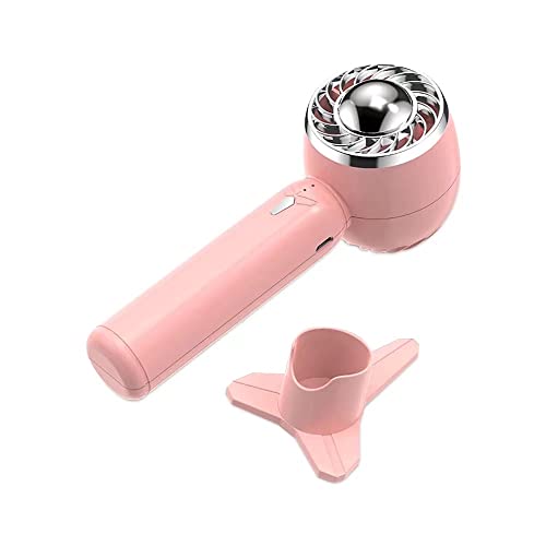 Mini Small Handheld Fan Portable USB Rechargeable Super Turbo High-Performance Fan with Base ,3-6 Hours Operated 1200mAh fan (pink)