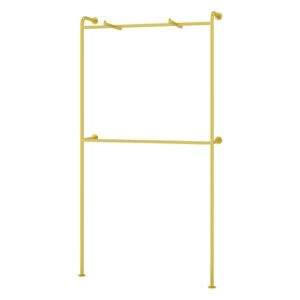furvokia creative wall mounted 2 tier clothes display rack,clothing retail store floor-standing garment rack,organization clothing metal hanging rod,storage bags shelf (39" l, gold without wood)
