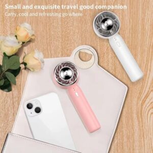 Mini Small Handheld Fan Portable USB Rechargeable Super Turbo High-Performance Fan with Base ,3-6 Hours Operated 1200mAh fan (pink)