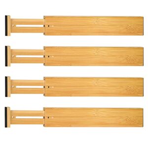 nd neu design neudesign bamboo drawer dividers - adjustable and expandable organizers for kitchen, dresser, bedroom, bathroom, office - fits large drawers 17" to 22" - pack of 4, natural