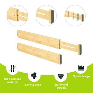 ND NEU DESIGN NeuDesign Bamboo Drawer Dividers - Adjustable and Expandable Organizers for Kitchen, Dresser, Bedroom, Bathroom, Office - Fits Large Drawers 17" to 22" - Pack of 4, Natural